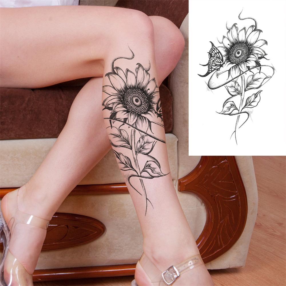 Realistische Nep Pioenroos Tijdelijke Tatoeages Voor Vrouwen Meisje Zwarte Roos Olifant Bloemen Tatoeage Sticker Tijger Anemoon Tatoeages Halfmouw