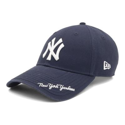 9FORTY Kappe Langer Schirm NY Nachtschicht Marineblau 9Forty Langer Schirm ES Gewaschene Baumwolle Schirm Logo Mlb New York Yankees