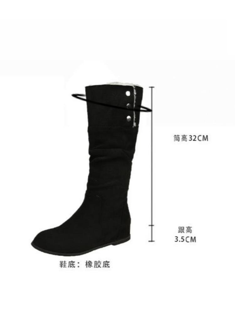 Mid length boots for women 2026 new European and American fashion temperament women's boots Western boots pile up boots