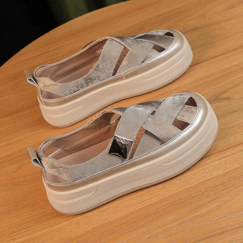 

Сандалии Baotou женские летние новые плетеные модные универсальные дышащие римские сандалии на платформе 40 кофейный