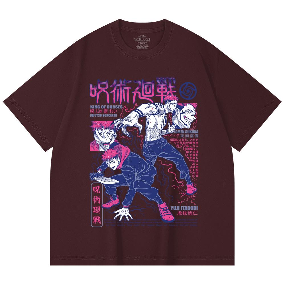 

230 Gsm 100% Cotton Jujutsu Kaisen V34 Yuji Sukuna Print Unisex Heavy Cotton T Shirt 2XL
