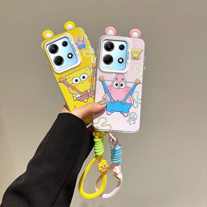 KEYSION Cute Ear Cartoon Case for Infinix Note 30 4G with Lanyard Soft Silicone+PC Shockproof Phone Cover for Infinix Note 30 5G