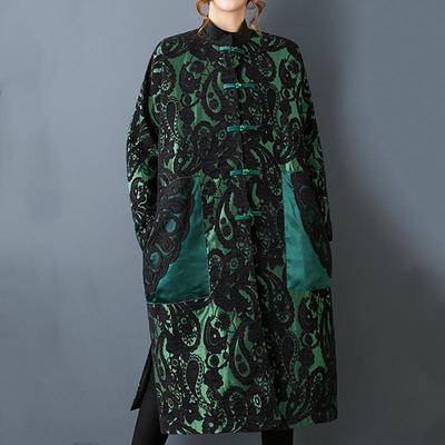 Autunno Primavera Cotone oversize vintage floreale capispalla donna casual largo lungo giacca Cappotto