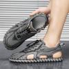 Handmade Sandals Mens Tide Summer New Style Toe Cap Outdoor Leisure Sports Hollow Sandals Beach Shoes Mesh Men Rubber Sole