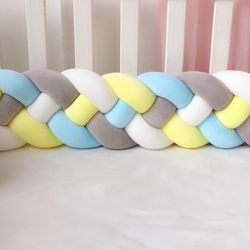 Four-Strand Danish Braided Cushion: Knotted Cable Knit for Children's Room Anti-Collision Bed Rail