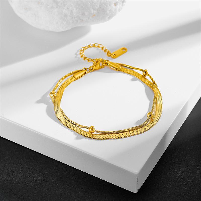 Trendy Double-Layer Titanium Steel Anklet for Girls: Fashionable, Colorfast, and Unique Design