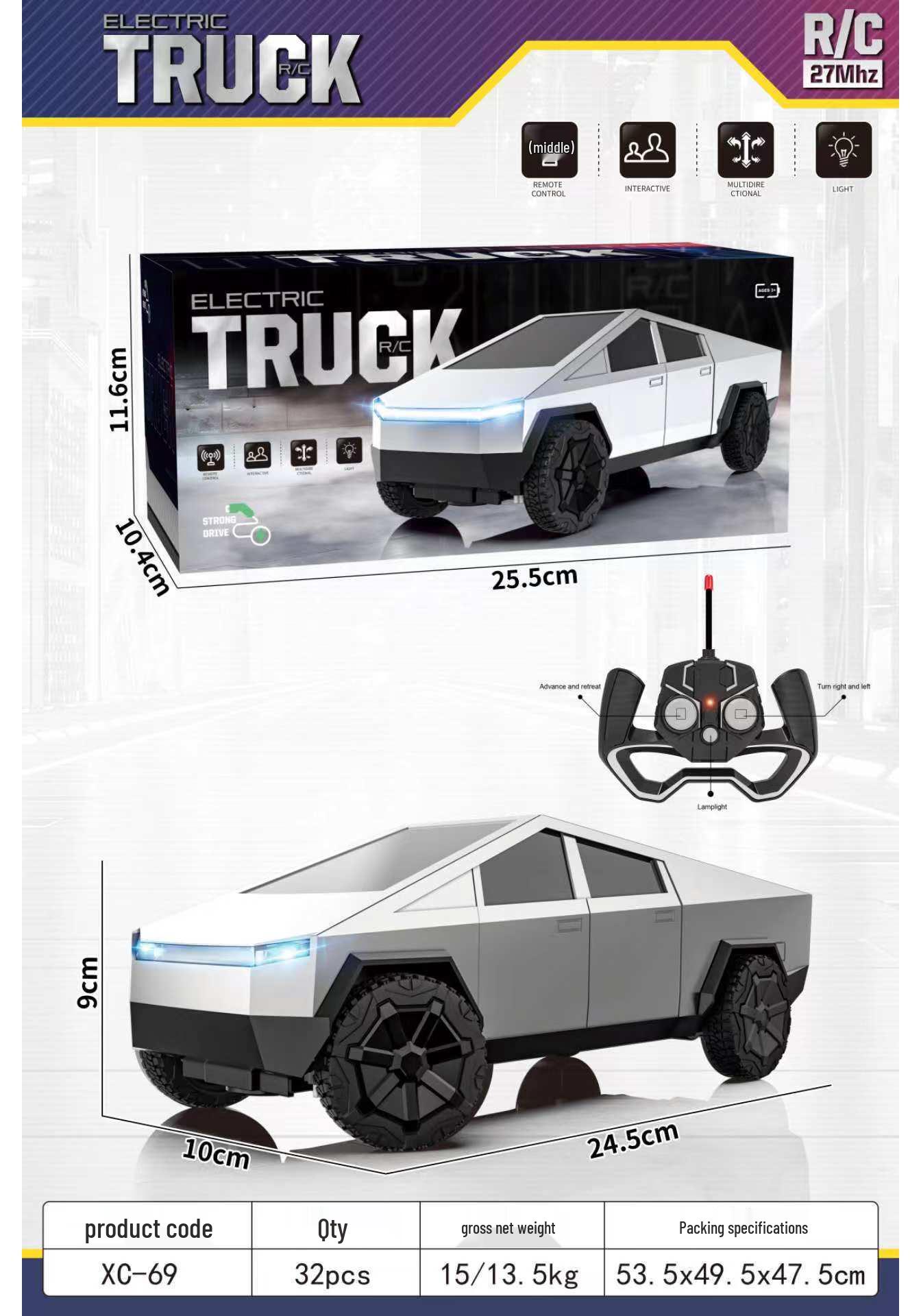 Tesla Cybertruck Remote Control Car: Large Simulation Model Toy for Kids
