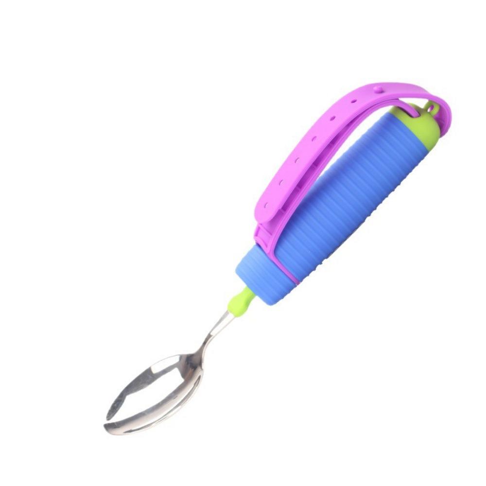 

2Pcs/Set Nonslip Adaptive Spoon Fork Adjustable Food Aid Spoon Special Needs Eating Spoon