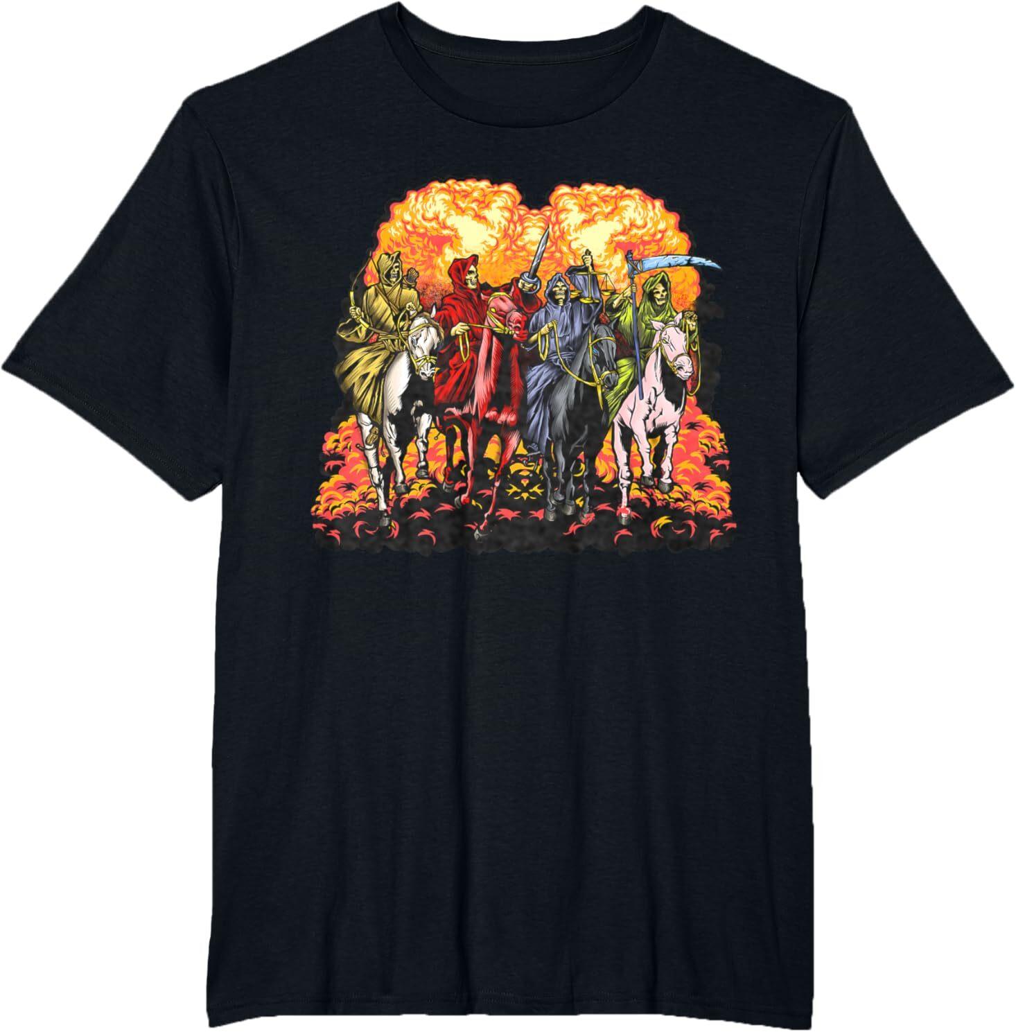 NEW LIMITED 4 Horsemen Of The Apocalypse Revelation 6:1-8 Jesus Shirt Size S-5XL S