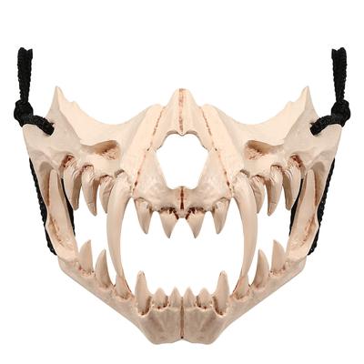 Adranly Halloween Mask, Face Cosplay, Armored Animal Wolf Half Face Mask with Skull (Adult)