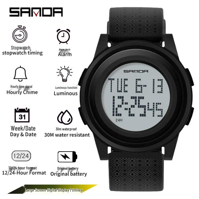 SANDA Men’s Fashionable Waterproof Multifunctional Sports Watch for Students