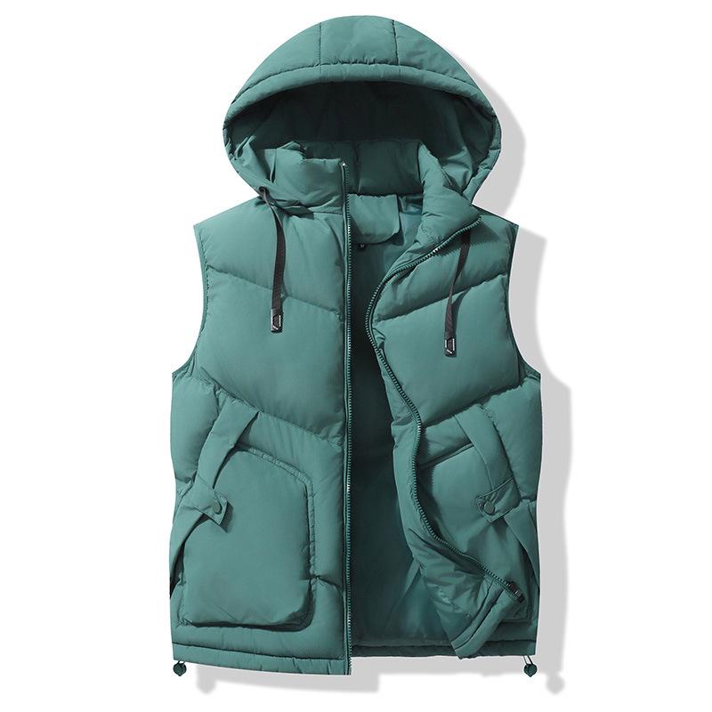 Gilet Matelassé Épais en Duvet et Coton pour Homme avec Col Montant - Vêtement d'Extérieur Automne/Hiver