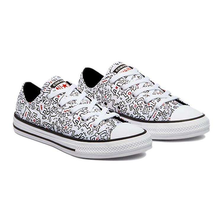 Converse Keith Haring X  Chuck Taylor All Star Low Top Kids Canvas Shoes Kids Sneaker White Black 371861C