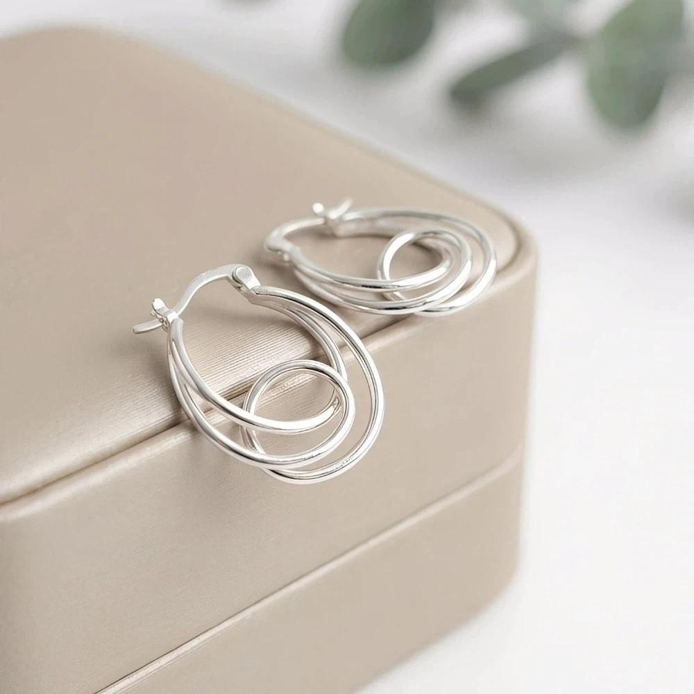 Simple Irregular Earrings Double Layer Personality Earrings Fashionable Hoop Earrings  Gift
