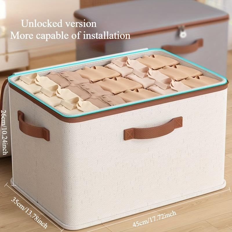 1pc Foldable Fabric Storage Box with Zipper Closure - Dustproof Organizer for Bedding, Clothes - Space-Saving Design with Handles for Easy Carrying