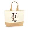 Sac en jute - PLANETEE - Ella Lettre Fleur - Jute naturelle - Multicolore - Fabriqué en France