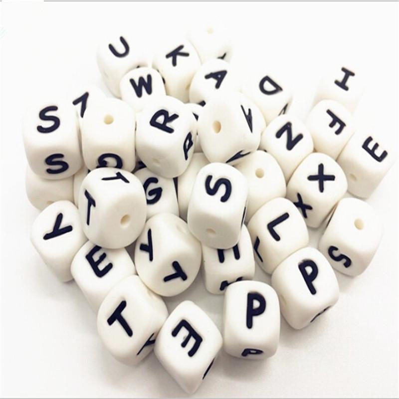 

26pc Baby Teether Бусины Для прорезывания зубов Игрушки Бисера для DIY Baby Teething Ожерелье Алфавит Английская буква