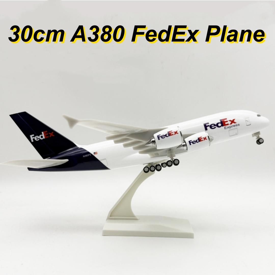 

A380 30cm 1/240 Scale Fedex Airplane Resin Simulation Model With Aircraft Wheels & Base Toys Plane Office Decoration