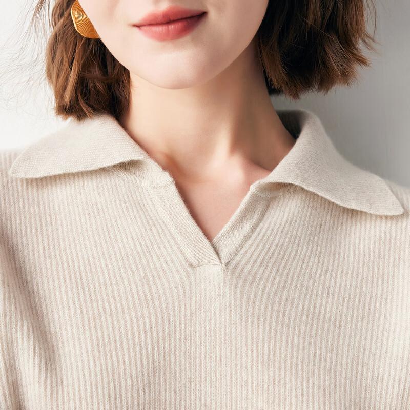 Women's POLO Collar Jacquard Cashmere Sweater