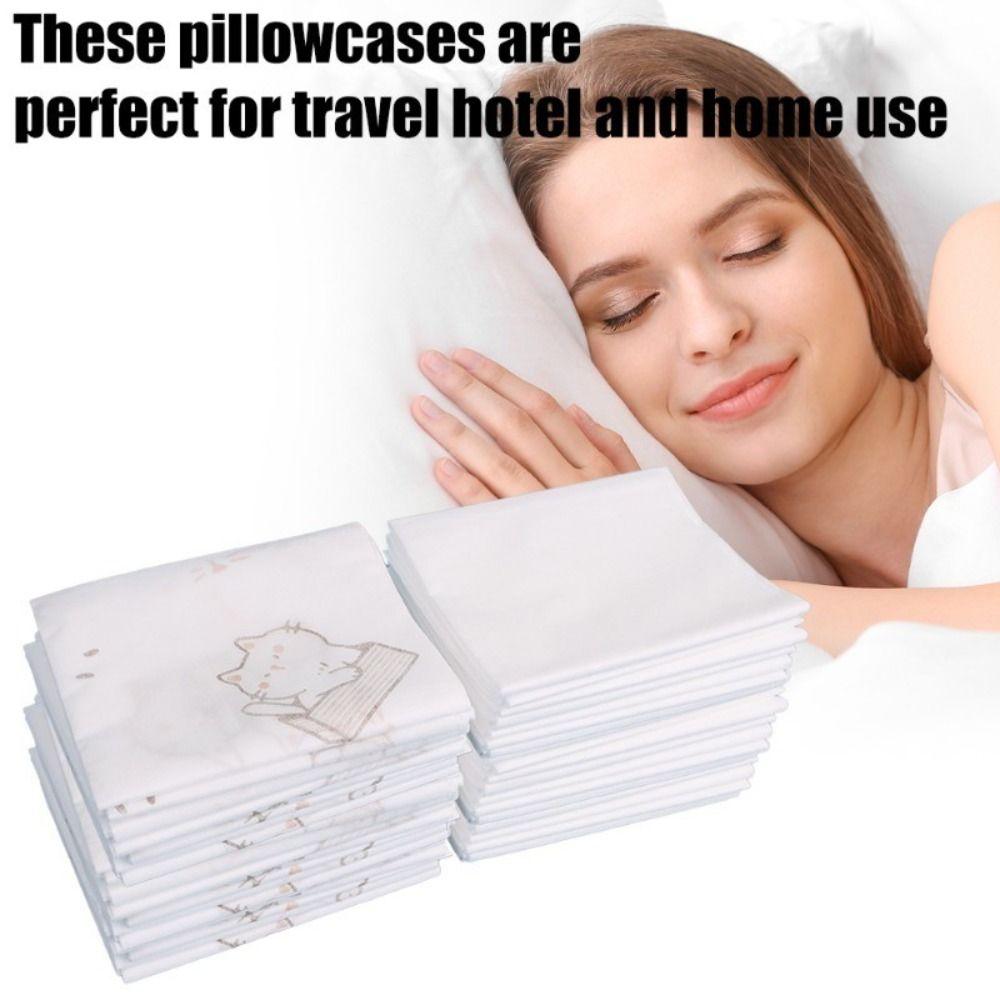 10 Pcs/ Set Kitten Printing Hotel Pillowcase Breathable Travel Pillowcase Disposable Pillow Cover