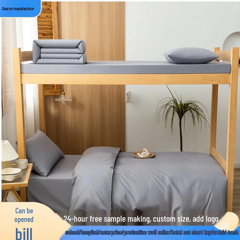 Solid Color Cotton Duvet Cover Set - 3 Piece Bedding for Bunk or Dorm Beds with Pillowcases