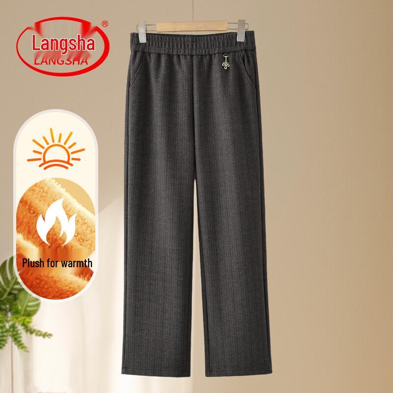 LangSha Women s Plus Size Fleece-Lined Straight Leg Casual Pants XL