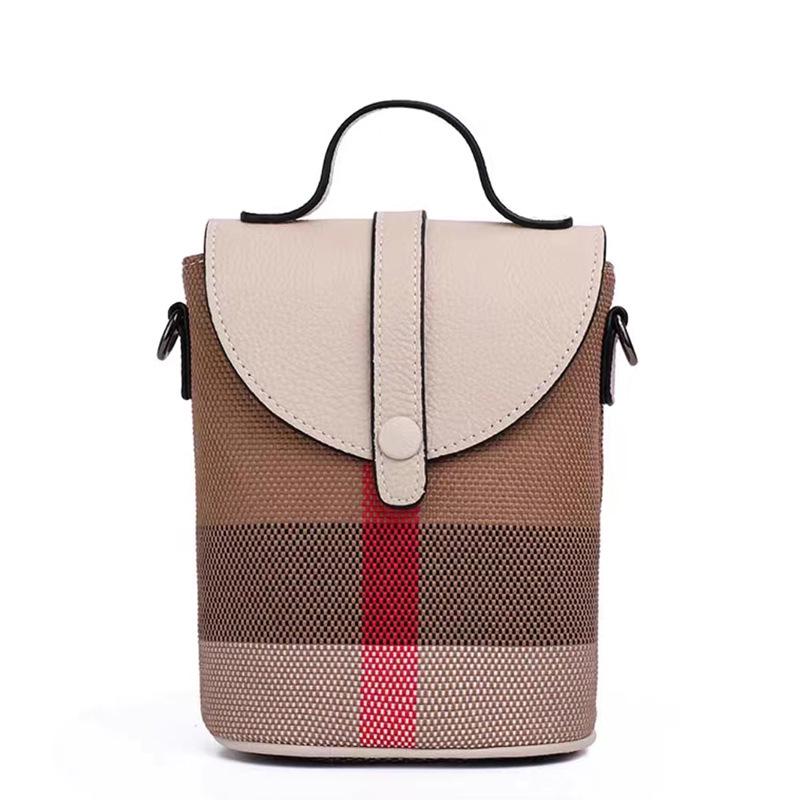 Light Luxury Leather Women's Mini Shoulder Bag - Stylish Plaid Design, Lightweight, Versatile Crossbody Handbag.