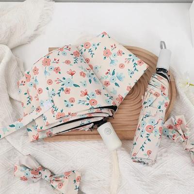 Foldable Umbrella Sunshade Sun Protection Uv Resistant Compact Black Glue Sunflower Design Dual Purpose Umbrella For Rain Sun
