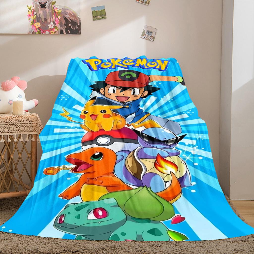 Pokemon Anime Print Blanket Warm Comfortable Flannel Cover For Bedrooms, Sofas, Beds, Chairs  LXR125