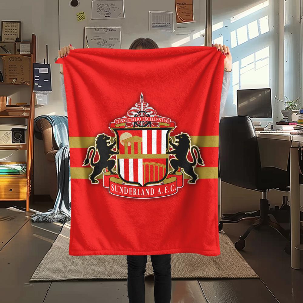 1PC Sunderland AFC Print Flannel Blanket, High quality All Seasons, Home Decor, Warmth and Comfort, Perfect for Christmas Gifts