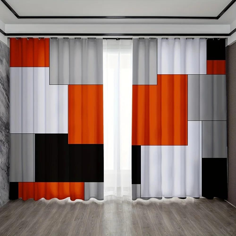 Abstract Geometric Red Free Shipping Window Curtains Blinds For Living Room Kid's Bedroom Bathroom Kicthen Door Home Decor2Pcs
