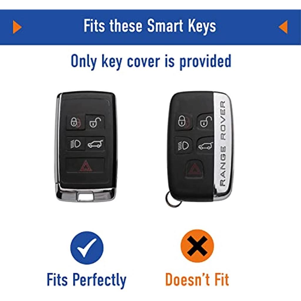 For Range Rover Land Rover Hallmo Leather Key Fob Cover Case Shell With Keychain For Evoque Velar Sport Discovery Freelander Defender Sport HSE- Bla