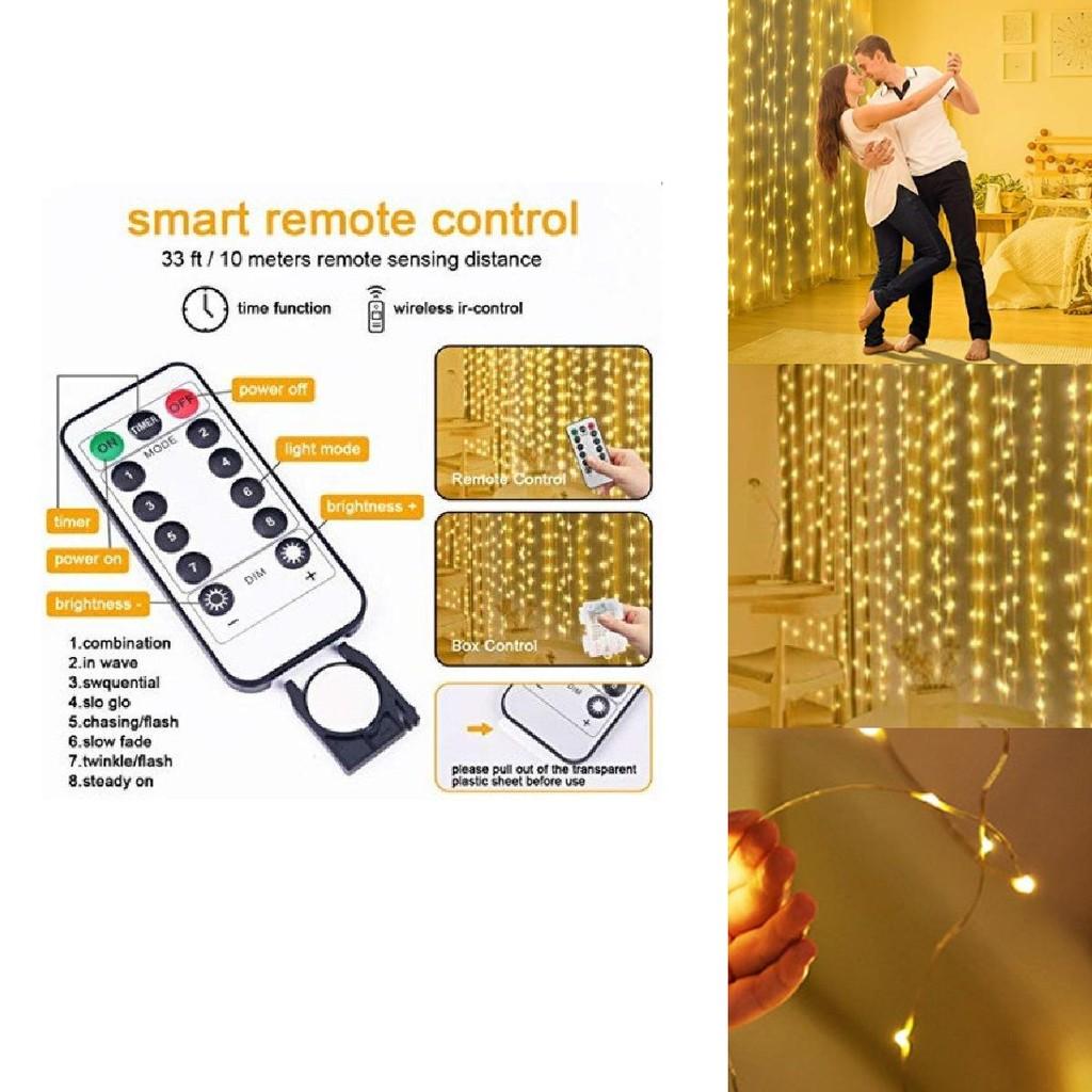 Indoor Usb Led Curtain String Lights With Remote Control For Bedroom And Living Room Decor