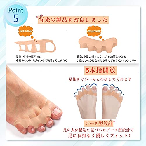 Shuji Toe Spreader, Silicone Toe Support Pads, Washable, Easy to Put On and Take Off, Soft, Unisex (Set of 2) (Skin Tone)