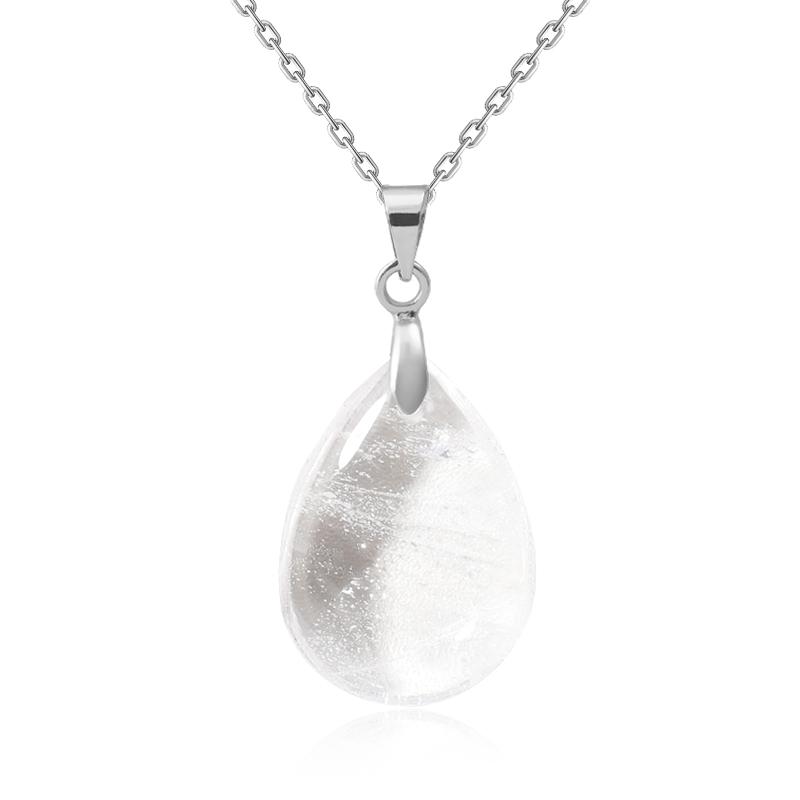 New Fashion Natural Stone Crystal Pendant Teardrop Simple Pendant Necklace Earrings Making Jewelry With Chain Collar