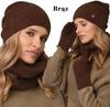 Women'S Set Hat + Scarf - Tube Set Winter Warm Chocolate Uni