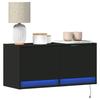 VidaXL Wall-Mounted TV Cabinet with LED Lights Black 80x31x35 Cm, Wall-Mounted TV Unit, Floating TV Unit, Wall-Mounted TV Stand, 852356