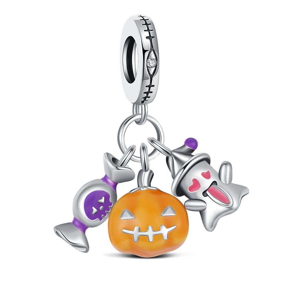 925 Silver Halloween Charm Ghost Pumpkin Charms Jewelry Making For Women Men DIY Bracelet Halloween Party Jewelry Gift