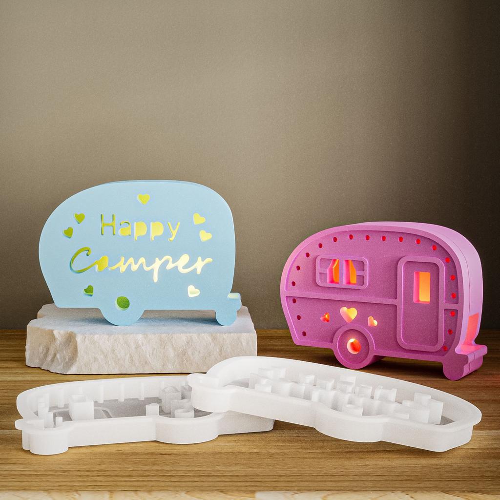 2Pcs Toy Bus Silicone Candle Holder Molds Silicone Tealight Stand Molds for Epoxy Resin Candlestick Tealight Holder