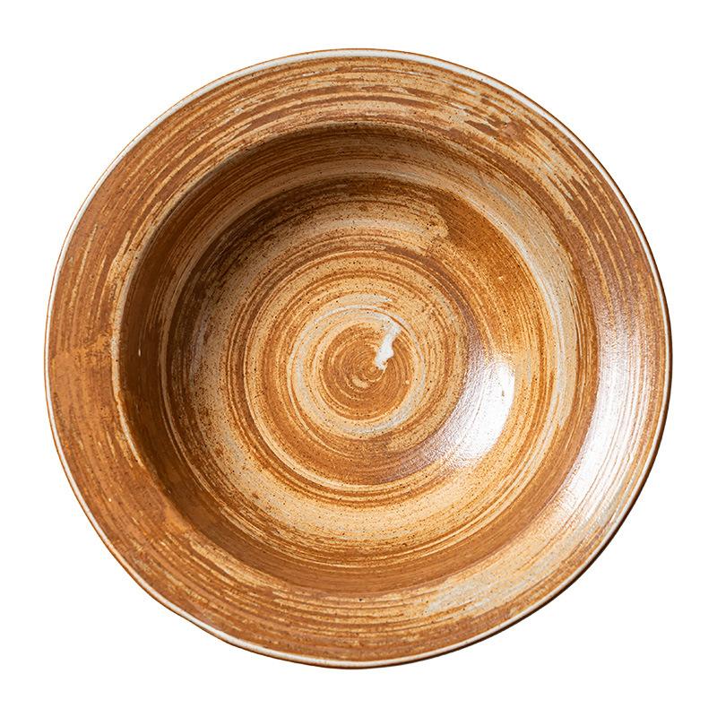 Retro Niche Straw Hat Bowl Home Restaurant Japanese Noodle Bowl Coarse Pottery Tableware Bowl Vegetable Bowl Big Soup Bowl Salad Bowl