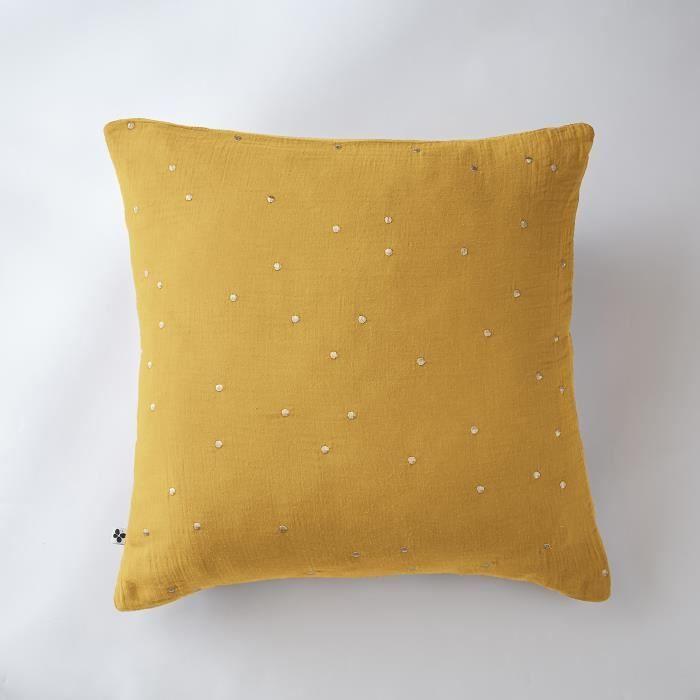 Taie d'oreiller - Gaia Chics - Safran - 60 x 60 cm - Gaze de Coton - Élégance Chic