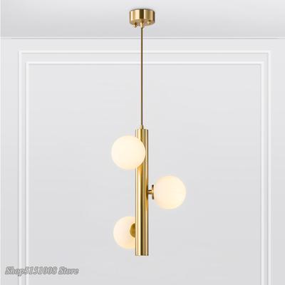 Nordic Designer Golden Pendant Lights Creative Magic Bean Frosted Glass Ball Hanging Lamp Living Room Bedside Led Light Fixtures