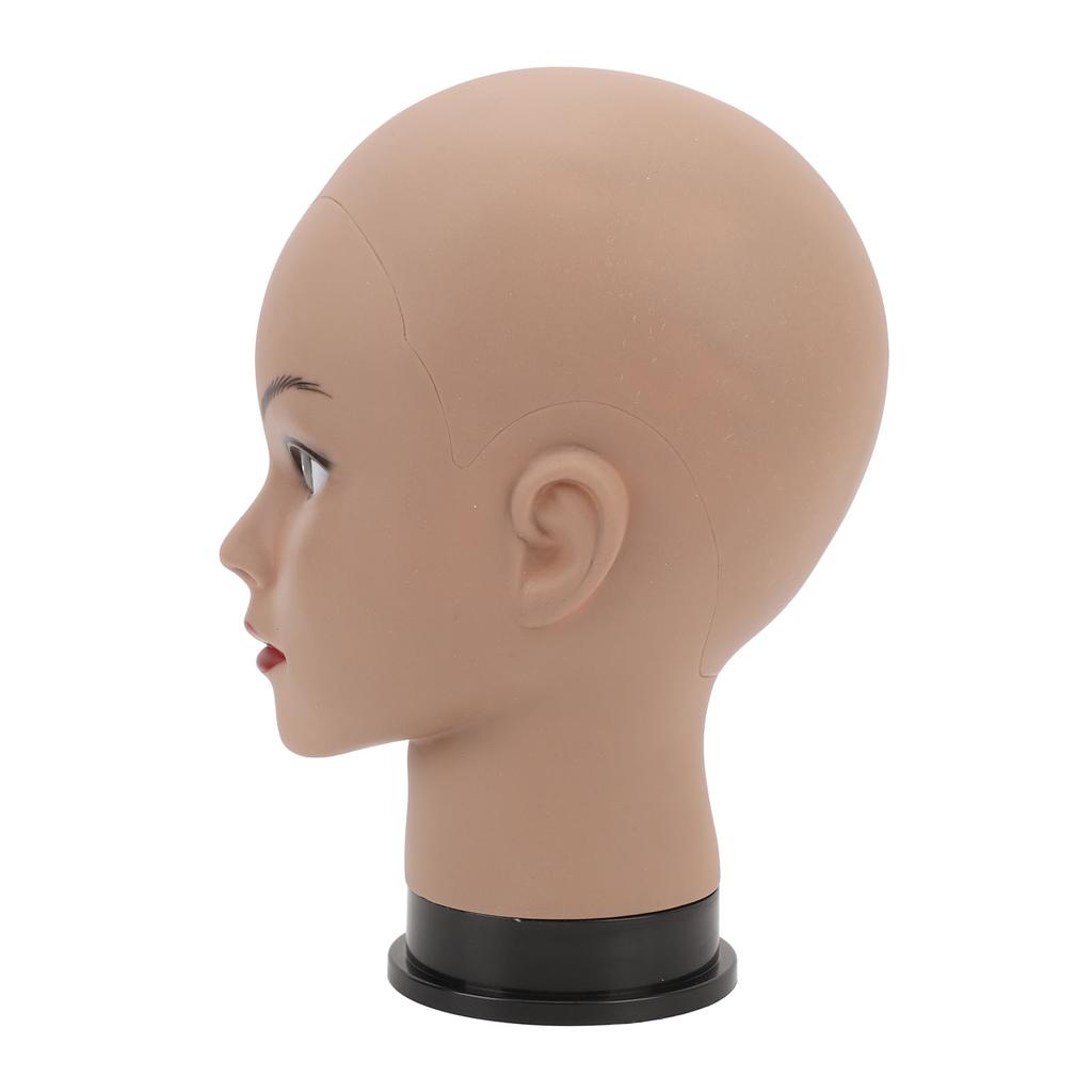 Bald Mannequin Head with Makeup Black Skin Female Professional Cosmetology Head for Wig Making