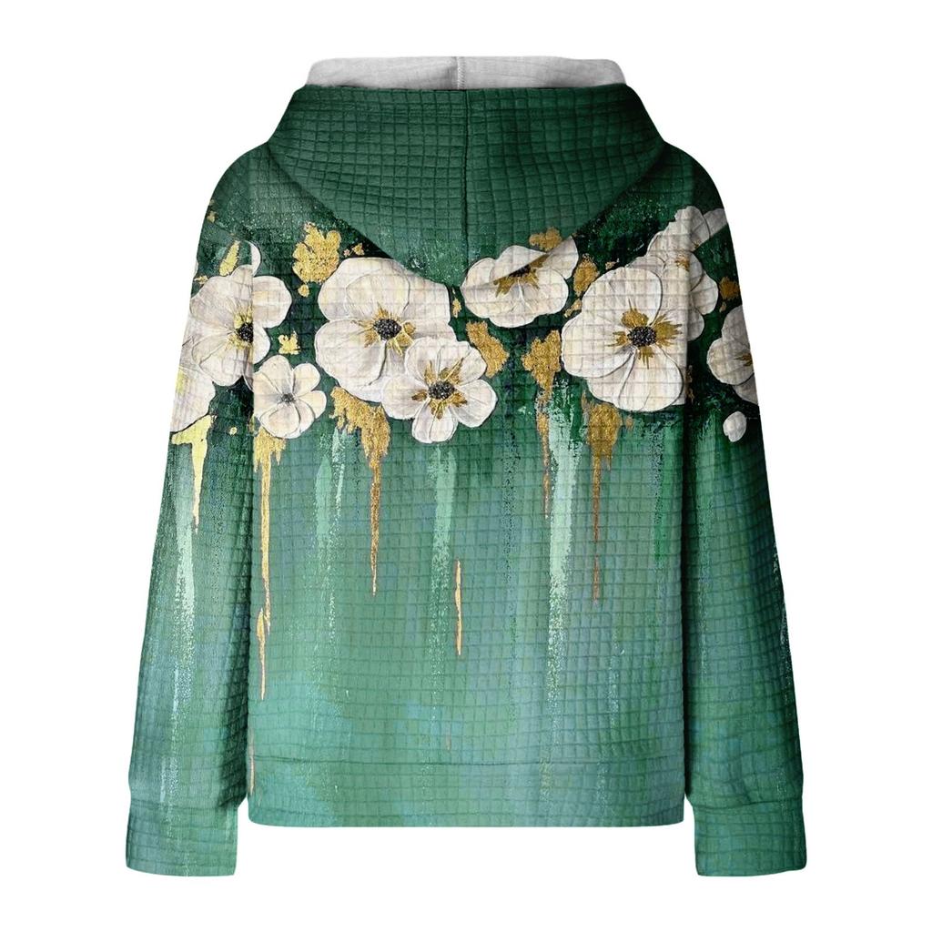 Damen Herbst und Winter Casual Fashion Hoodie Sweatshirt Bedruckte Reißverschlussjacke mit Taschen