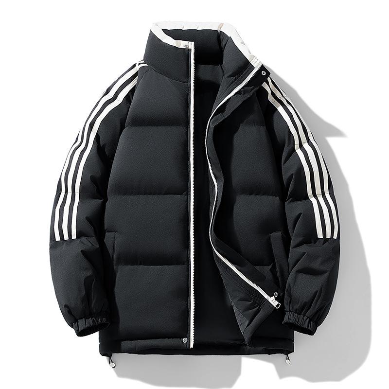 Cotton Suits Men and Women Same Style Stand Collar Loose Cotton Coat Warm Couple Striped Bread Suit Cotton Jacket