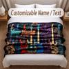 Music Guitar Theme Soft Blanket Personalized Custom Name Text Print Warm Blanket Home Sofa Bedroom Decor