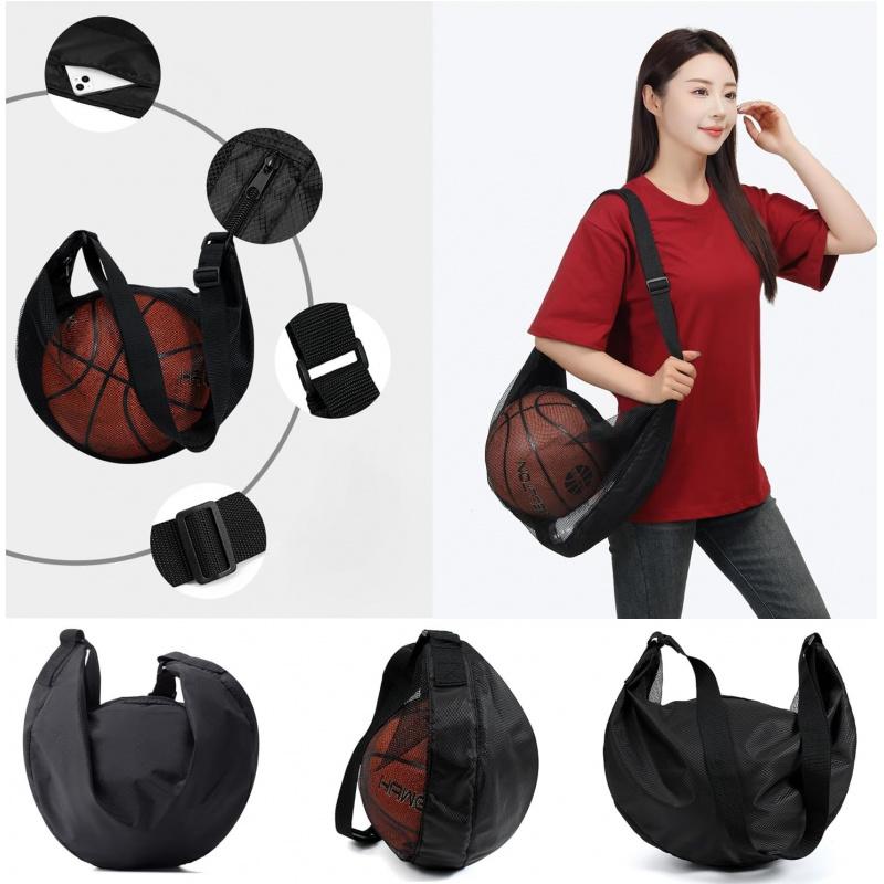 Scheurvast Net Enkele Bal Tas Past op Maat 7 Basketbal Voetbal Volleybal Crossbody Drager Met Verstelbare Band & Rits