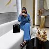 Denim Pant Set Women Two Piece Sets Matching Sets Streetwear Casual Loose Shirt Wide Leg Long Pants High Waist Y2k Mom Jeans