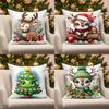 Home Decor Cute Christmas Deer & Tree Pillow Suitable For Sofa Bedroom Car Pillow Cover Cushion Rectangular Back Cushion