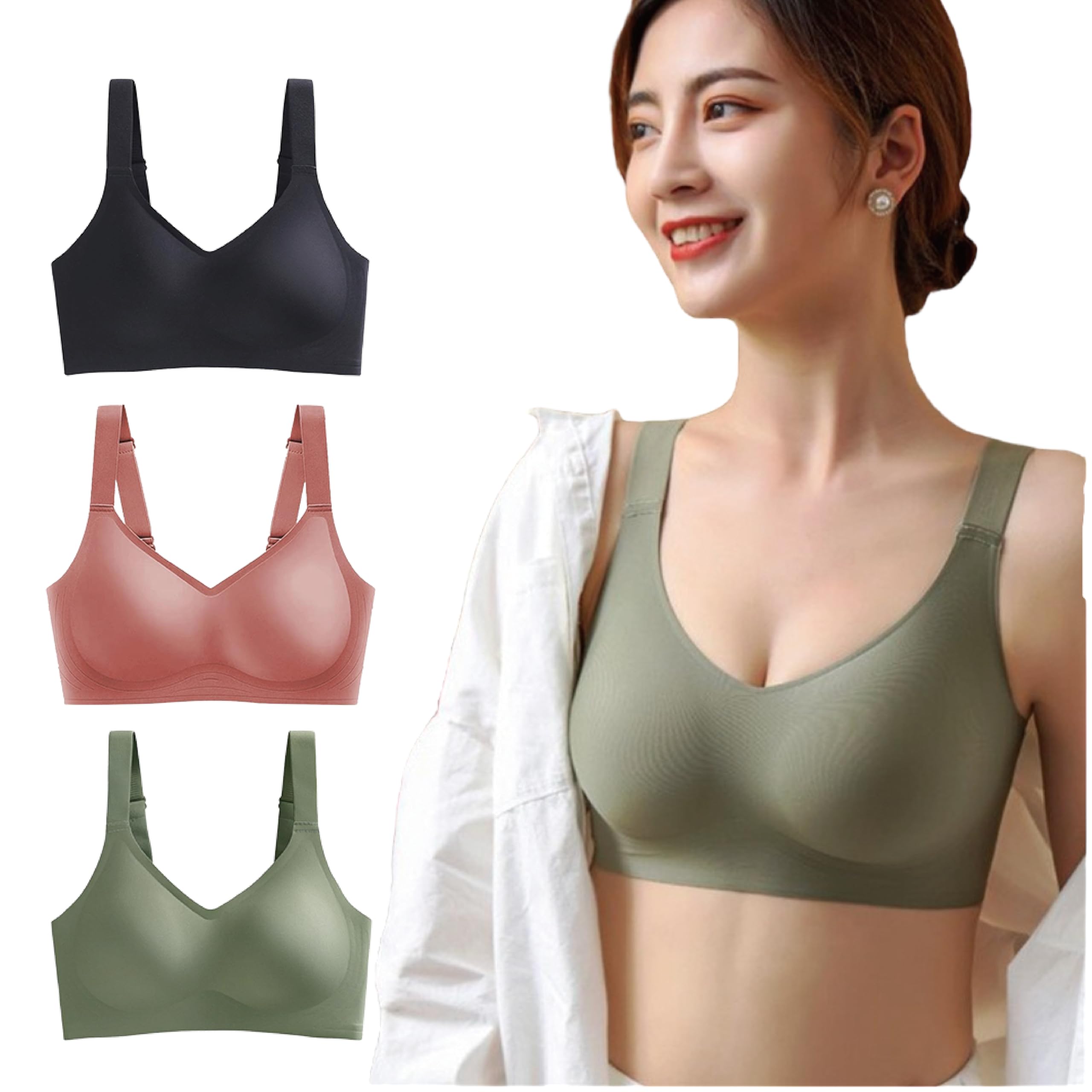 

Large Size Bra Days Latest Seamless Bra for Plus Size Seamless Night 3D Sports High Sides [Homie Japan] [365 Bra] [2024 Women] Bra, Bra, (M, Black) чёрный